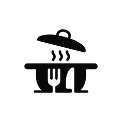 Icon illustration of a cooking pot with steam food preparation concept minimalist design