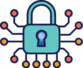 Secure padlock and key vector illustration for cyber protection and internet safety