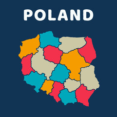 Obraz premium colorful map of Poland on dark background with detailed outline vector illustration