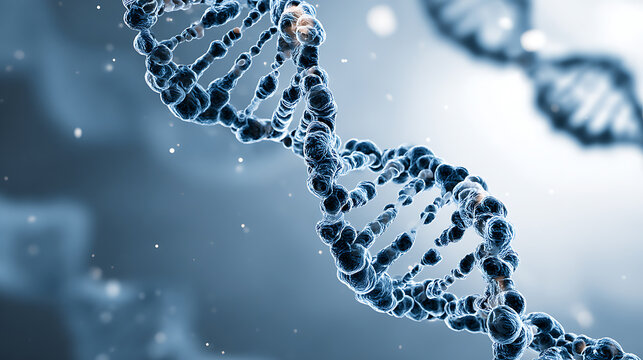 Close-up view of a DNA double helix structure in a scientific visualization
