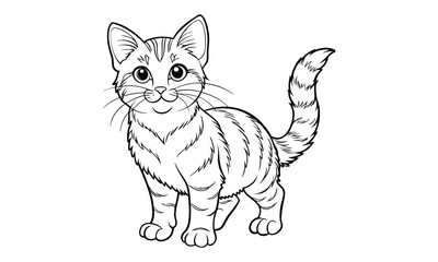 Ginger Cat, kids line art doodle pattern design t shirt design silhouette and vector, detailed illustration, perfect for relaxation, stress relief, adult coloring books, printable art therapy.