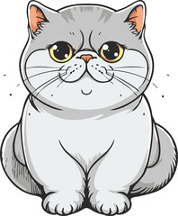 Adorable domestic cat cute fluffy feline pet portrait showing calm, playful, and curious expression