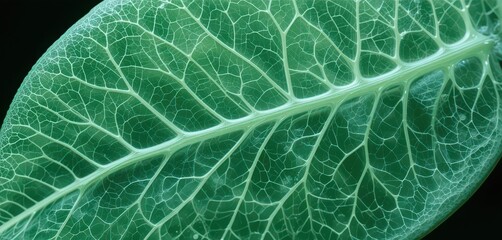 Pothos Unveiled  X Ray Photograph of Leaf Veins in Soft Green, Minimal Art