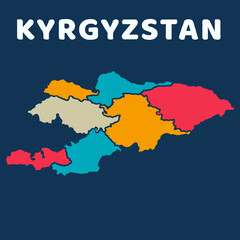 Obraz premium colorful map of kyrgyzstan on dark background with detailed outline vector illustration