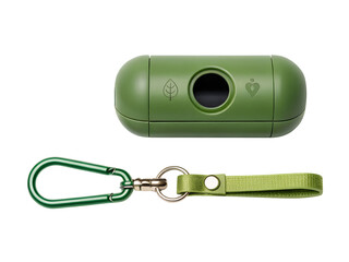 Green dog poop bag dispenser isolated on transparent background