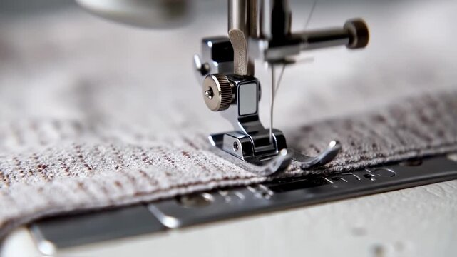 Macro shot showcasing the precision and artistry of a sewing machine in action