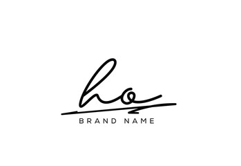 HO letter elegant cursive beauty handwriting logo.