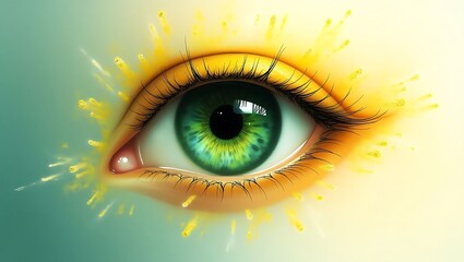 Whispers of Light Around a Captivating Green Eye, 3d detailed 