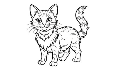 Obraz premium Smokey Cat, kids line art doodle pattern design t shirt design silhouette and vector, detailed illustration, perfect for relaxation, stress relief, adult coloring books, printable art therapy.