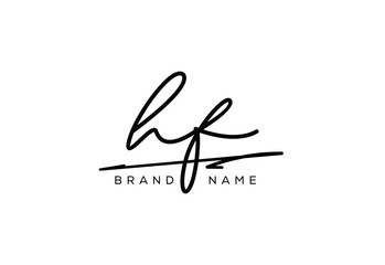 HF letter elegant cursive beauty handwriting logo.