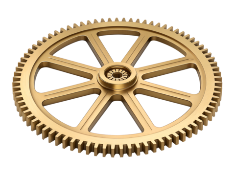 Golden gear isolated on transparent background - Powered by Adobe