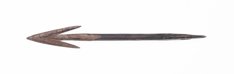 ancient iron spear isolated on white background