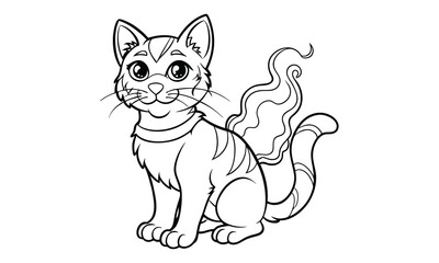 Obraz premium Smokey Cat, kids line art doodle pattern design t shirt design silhouette and vector, detailed illustration, perfect for relaxation, stress relief, adult coloring books, printable art therapy.