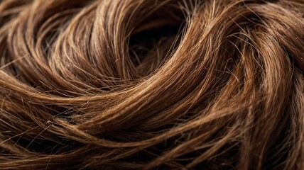 Fototapeta premium Close up of healthy brown hair strands showing texture and shine