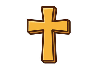 Fototapeta premium Christian cross vector icon. Cartoon style religious symbol of faith and spirituality. Holy sign for Easter, church, and bible study. Flat design catholic illustration.