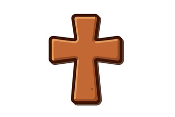 Obraz premium Christian cross vector icon. Wooden protestant crucifix symbol. Cartoon illustration for religious faith, spirituality, and belief. Holy sign of God, Jesus, and Easter.