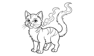 Obraz premium Smokey Cat, kids line art doodle pattern design t shirt design silhouette and vector, detailed illustration, perfect for relaxation, stress relief, adult coloring books, printable art therapy.