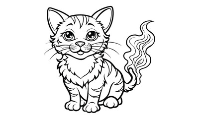 Fototapeta premium Smokey Cat, kids line art doodle pattern design t shirt design silhouette and vector, detailed illustration, perfect for relaxation, stress relief, adult coloring books, printable art therapy.