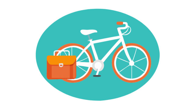Bike to work day vector illustration with bicycle and briefcase for eco friendly commute design
