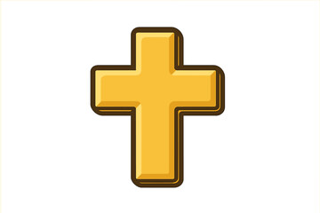 Wooden cross symbol flat icon, vector cartoon illustration with transparent background, religious faith symbol, Christian cross graphic design, spiritual church element