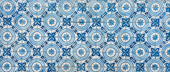 Traditional Portuguese tiles or azulejos. Perfect vintage background.