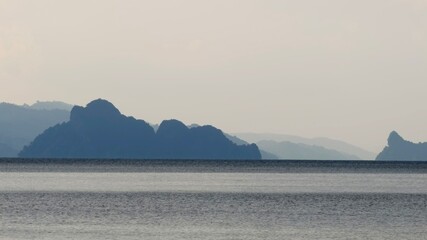A serene waterscape with mountains