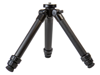Black tripod isolated on transparent background for camera