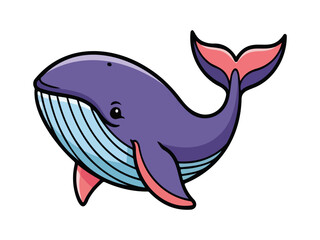 Cute Purple Whale Cartoon Illustration