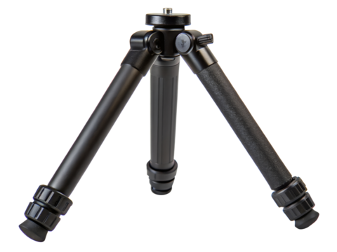 Black tripod isolated on transparent background for camera