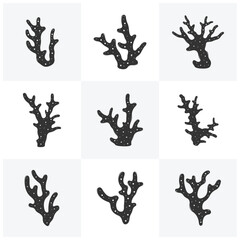 Set of Coral logo icon design template flat vector. Creative reef coral logo design concept