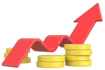 Growth graph, Growth chart. 3D illustration.
