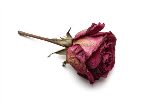 Dried rose, vibrant faded pink, on white - Powered by Adobe