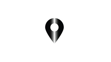 Sleek Location Pin Icon Shining with Metallic Black and White Gradient for Modern Designs