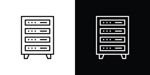 Server rack icon in line design. Editable stroke icons.