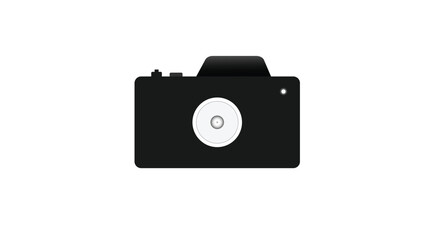 Simple Black Camera Illustration with White Lens Detailing Minimalist Aesthetic on White Background for Photography Concept