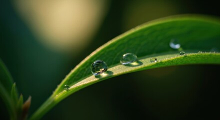 Close-up of dew drops on a vibrant green leaf (1)
