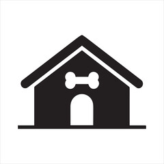 dog house silhouette vector, pet house icon vector