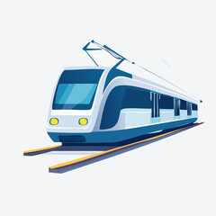 Illustration of a Modern Urban Train on Rails Depicting Transportation and Infrastructure