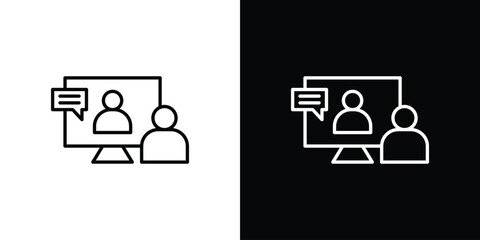 Online coaching icon in line design. Editable stroke icons.