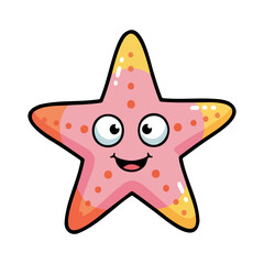 Cute Pink Starfish Cartoon Mascot