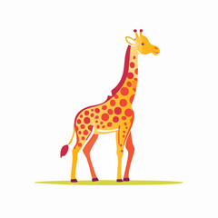 Obraz premium Illustrative Depiction of a Graceful Giraffe in a Flat Design, Isolated on White