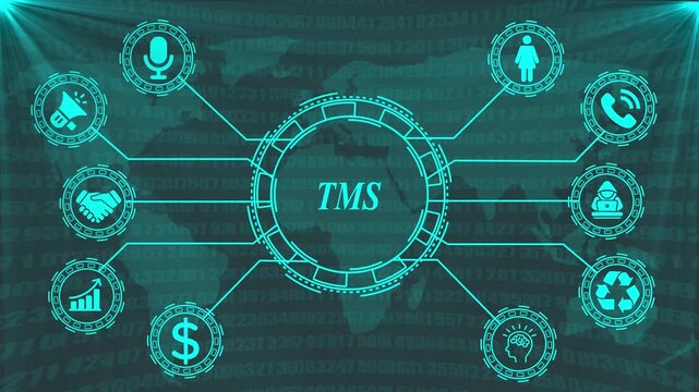 Global Business Network Technology Concept with Icons and Data Background video
