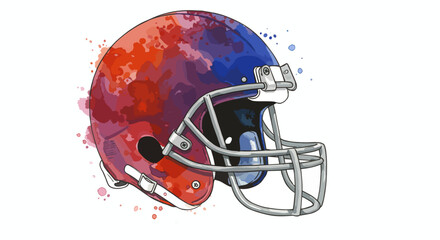 Fototapeta premium Watercolor vector illustration of an American football helmet in bright colors isolated on white background svg