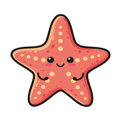Cute Kawaii Starfish Cartoon Illustration
