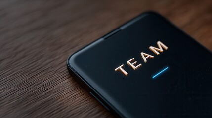 Mobile Device With Team Message on Wooden Table