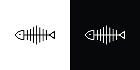 Fish bone icon in line design. Editable stroke icons.