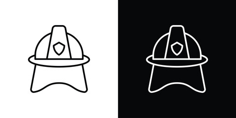 Firefighter helmet icon in line design. Editable stroke icons.