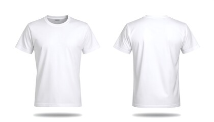 Naklejka premium Blank White T-Shirt Mockup: Front and Back Views, Isolated on White Background