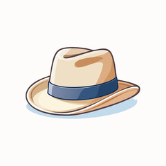 Stylish sun hat illustration with a distinctive blue band, perfect for fashion design projects