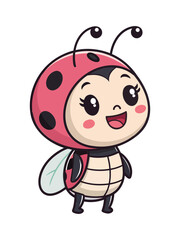 Cute Cartoon Ladybug Mascot Illustration